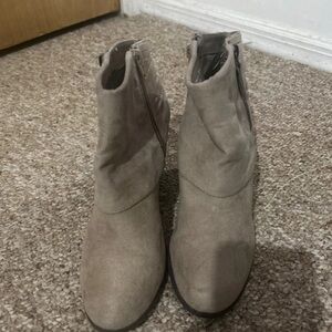 Madden Girl Taupe Suede Ankle Booties with Side Zipper